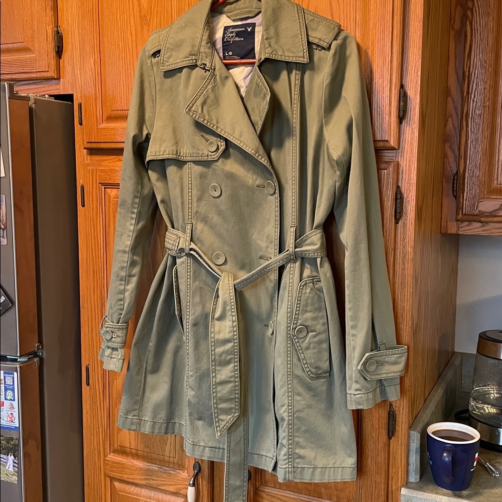 American Eagle Outfitters olive green Trench Coat